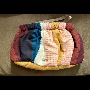 Vince Camuto Multicolor Striped Wristlet Clutch - Maroon, Blue, Mustard, Cream